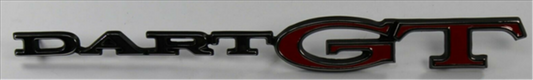 VC1896 - 1969 Dart GT Quarter Panel Emblem. Includes Hardware. Features Chrome Dart with Red GT attached.