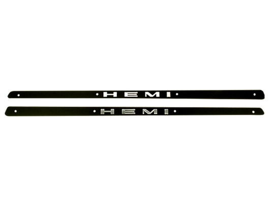 VC193 - 1968 GTX and Road Runner Hemi Hood Call Out Inserts. Sold as a pair.