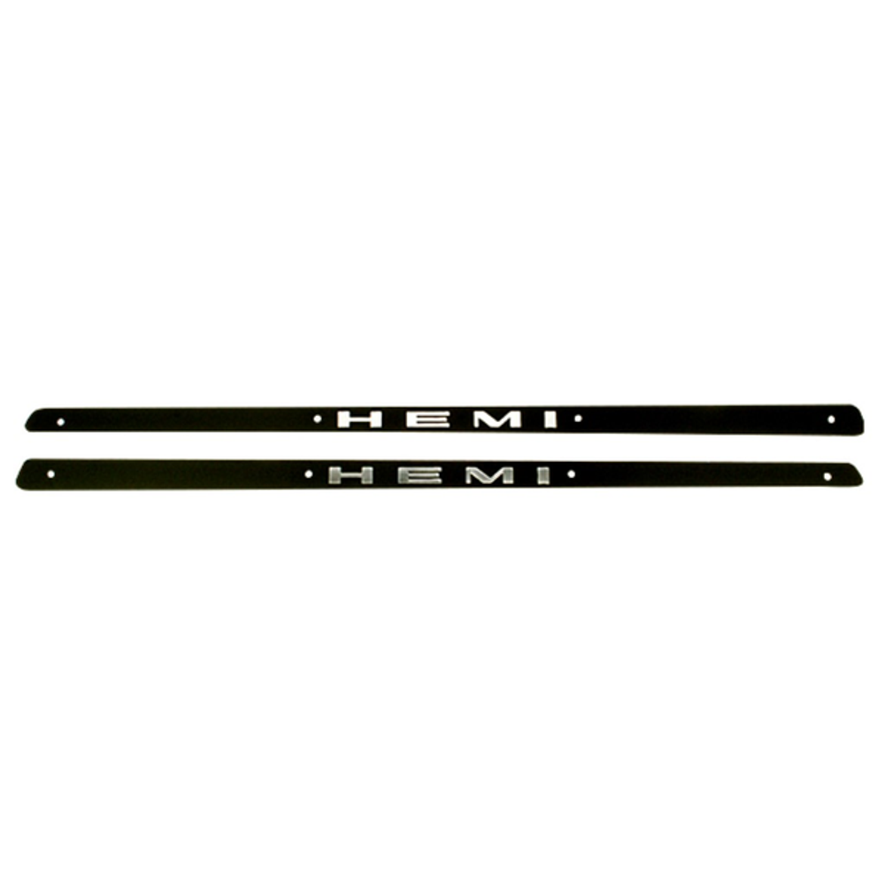 VC193 - 1968 GTX and Road Runner Hemi Hood Call Out Inserts. Sold as a pair. - Mopar emblem product image