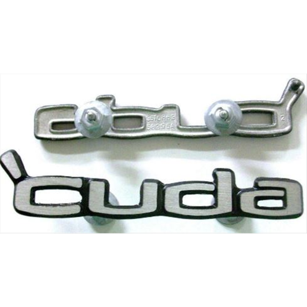 VC195 - 1970-1974 Cuda door panel emblems PAIR. Brushed finish with black edges. - Mopar emblem product image