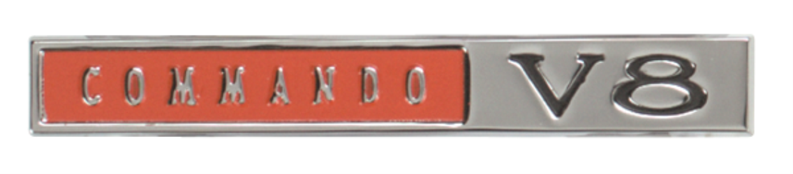 VC9613 - 1966-1967 Plymouth Commando V-8 fender emblem. - Mopar emblem product image