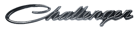 VC212 - 1970-1974 Challenger emblem with STUDS.  Fits 1970 Fender and Decklid, 1971 Fender and 1972-1974 Quarter Panel.    NOTE:  If you have a 1971 and need 3 pin Challenger Tail Panel emblem use VC0519