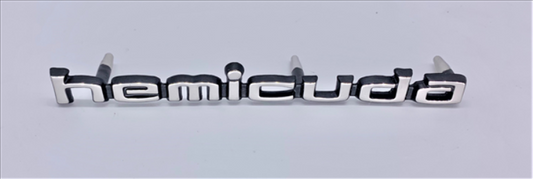 VC2269POL - 1970-1971 Polished Chrome  HEMI CUDA Shaker Hood Scoop Emblem. 3 Pin.