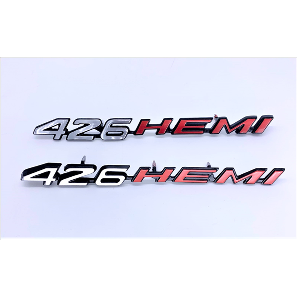 VC24890 - 1970-1971 Challenger 426 HEMI Shaker Hood Scoop Emblems. Left and Right Matched Pair. - Mopar emblem product image