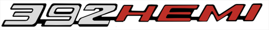 VC392HPS - 2008- Present Challenger Charger Retro 392 HEMI Emblem for Hood, Shaker, or Fender. Silver with Hemi orange.