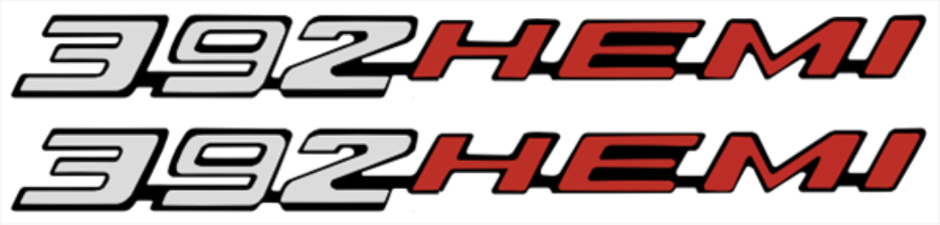 VC392HPSP - 2008- Present Challenger Charger Retro 426 HEMI Emblem for Hood, Shaker, or Fender. Silver with Hemi orange.