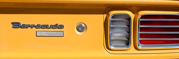 VC426 - 1971-74 Barracuda 3 PIN Door and tail panel emblem. Brushed Satin finish with Black accents.  Includes Hardware.  For Polished version use VC426POL    3505456