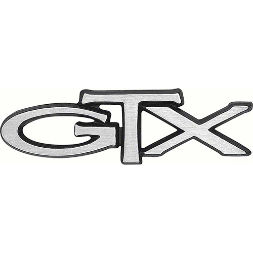 VC430 - 1967, 1970, 1972-1974 GTX Trunk/ Fender Tape back Emblem. Also fits 1973-1974 Hood.  OE 3680160