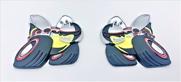 VC46889T - Metal - Scat Pack Fender Emblems, Drivers Side and Passenger Side Set. Adhesive Backed.