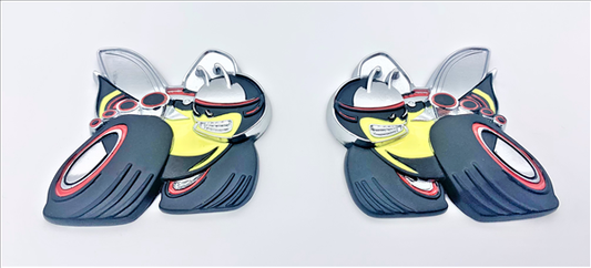 VC46889T - Metal - Scat Pack Fender Emblems, Drivers Side and Passenger Side Set. Adhesive Backed.