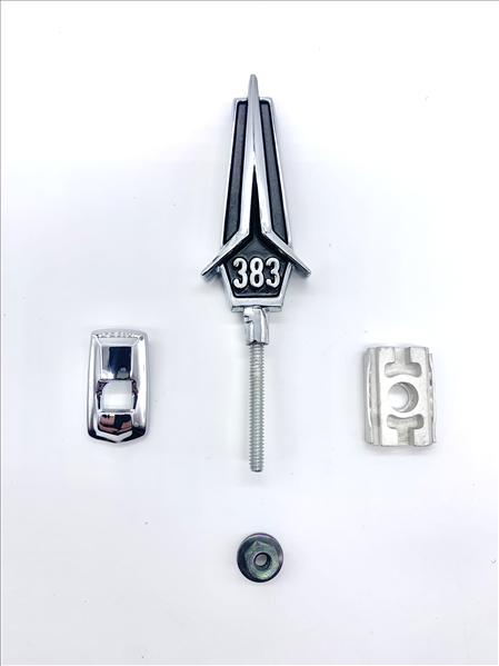 VC5342BLK - 1967 Fury 383 Hood Ornament. Color : Black - Mopar emblem product image