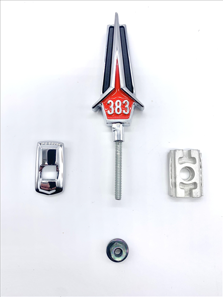 VC5342RED - 1967 Fury 383 Hood Ornament. Color : Red - Mopar emblem product image