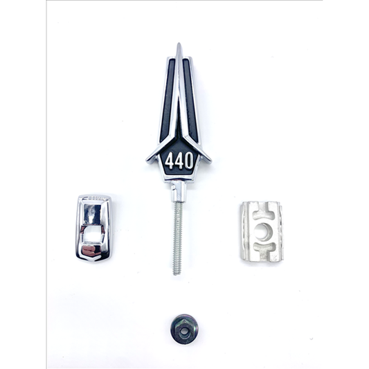 VC5344BLK - 1967 Fury 440 Hood Ornament. Color : Black - Mopar emblem product image