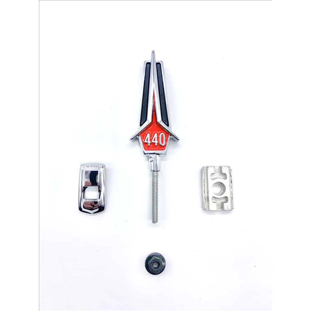 VC5344RED - 1967 Fury 440 Hood Ornament. Color : Red - Mopar emblem product image
