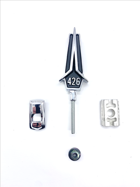 VC5345BLK - 1967 Fury 426 Hood Ornament. Color : Black - Mopar emblem product image