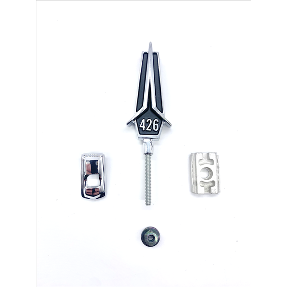 VC5345BLK - 1967 Fury 426 Hood Ornament. Color : Black - Mopar emblem product image