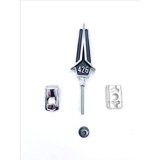 VC5345BLK - 1967 Fury 426 Hood Ornament. Color : Black - Mopar emblem product image