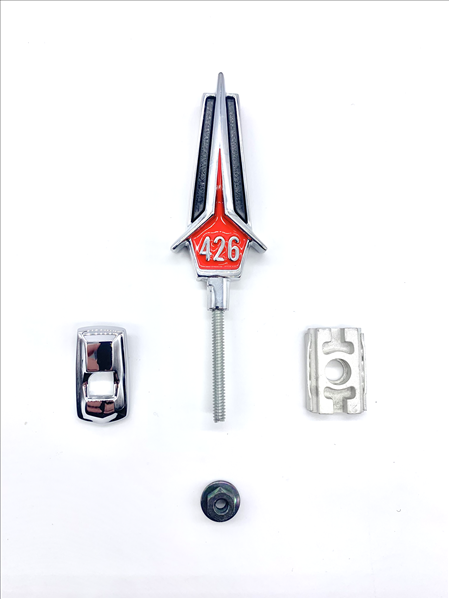 VC5345RED - 1967 Fury 426 Hood Ornament. Color : Red - Mopar emblem product image
