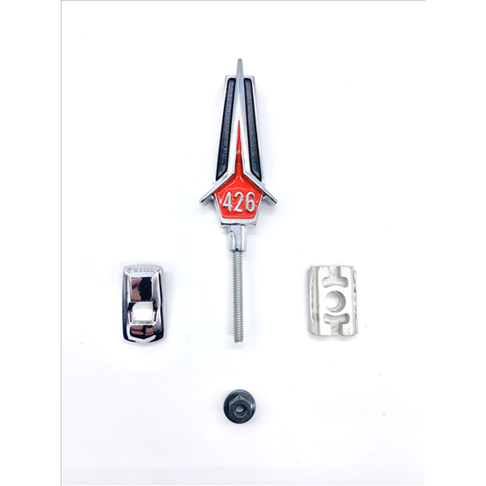 VC5345RED - 1967 Fury 426 Hood Ornament. Color : Red - Mopar emblem product image