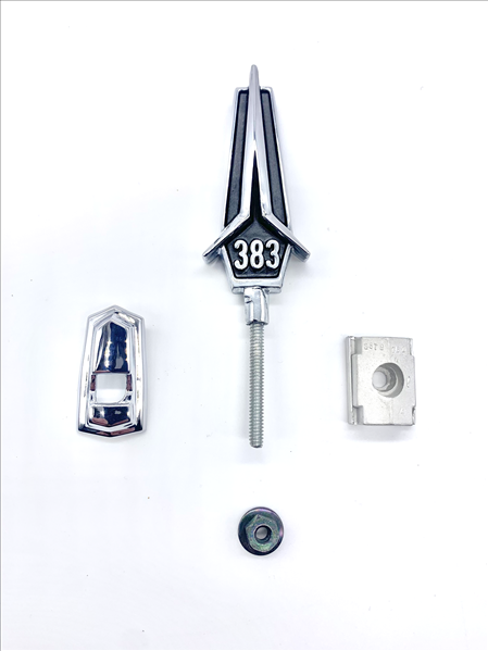 VC5386BLK - 1967 Belvedere 383 Hood Ornament. Color : Black - Mopar emblem product image
