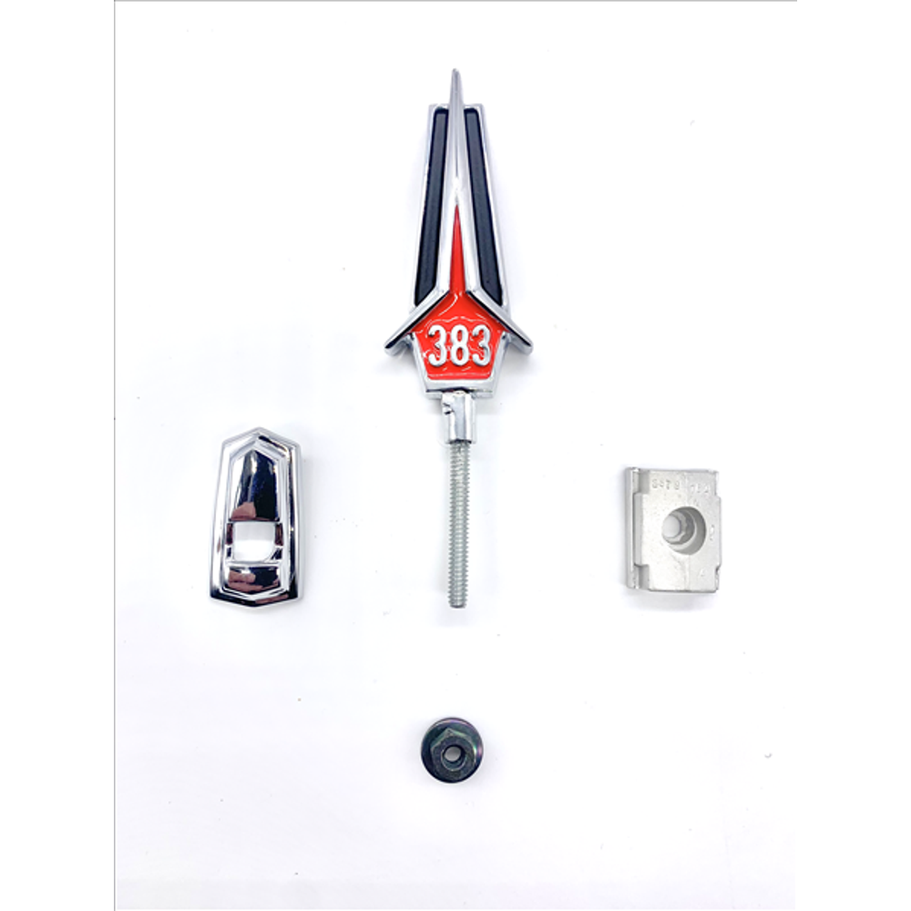VC5386RED - 1967 Belvedere 383 Hood Ornament. Color : Red - Mopar emblem product image