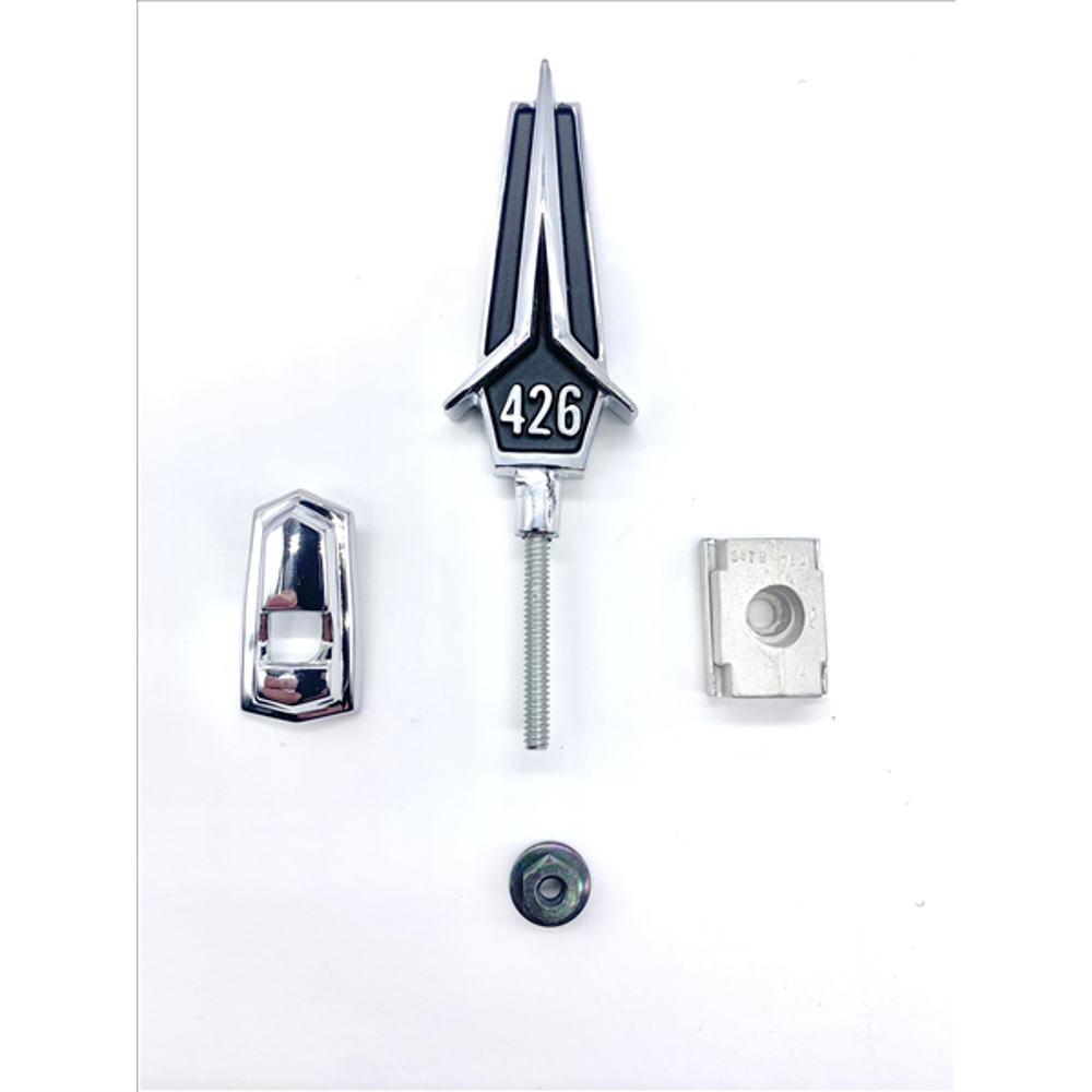 VC5387BLK - 1967 GTX 426 HEMI Hood Ornament. Color : black - Mopar emblem product image