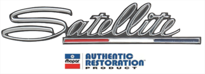 VC5602 - 1968 Satellite Fender Emblem with Red, White, and Blue Bar. - Mopar emblem product image