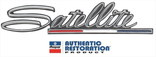 VC5602 - 1968 Satellite Fender Emblem with Red, White, and Blue Bar.