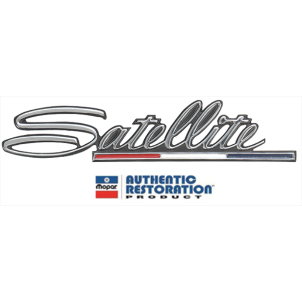 VC5602 - 1968 Satellite Fender Emblem with Red, White, and Blue Bar. - Mopar emblem product image