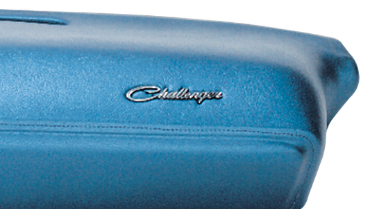 VC70C - 1970 Challenger dash pad emblem. Has 5 mounting pegs on back side.