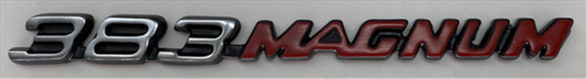 VC3551T - 1970-1971 Challenger 383 Magnum Hood Emblem and 1971 Charger R/T Fender Emblem. Adhesive Backed.